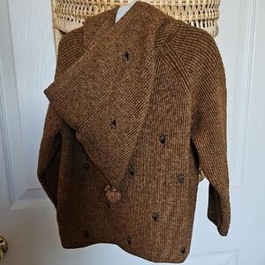 Zara Brown Knit Kids Jacket Acorn Print